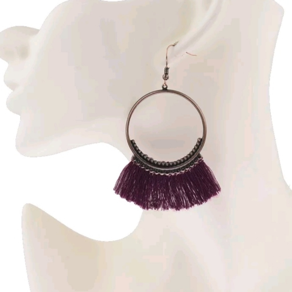 NEW Purple Tassel Earrings - Picture 2 of 5
